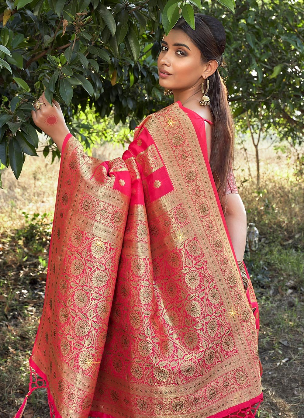 Traditional Saree Banarasi Silk Magenta Weaving Saree