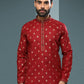 Dhoti Kurta Handloom Cotton Maroon Digital Print Mens