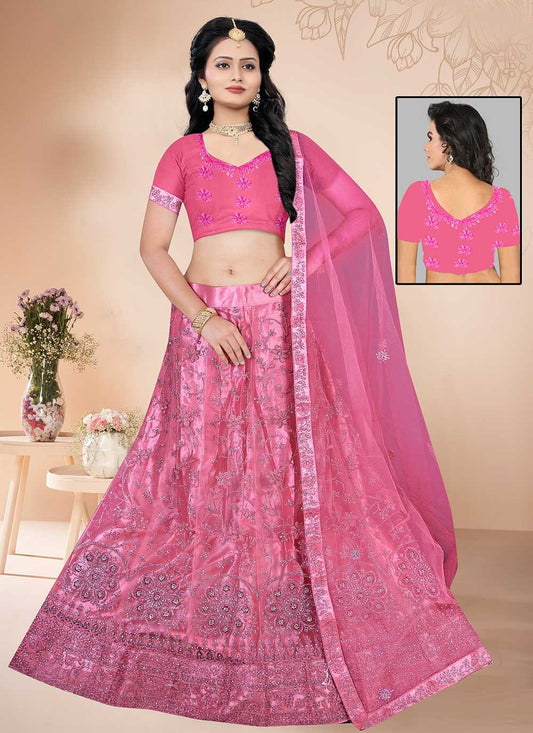 Lehenga Choli Net Pink Diamond Lehenga Choli