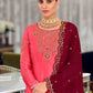 Sharara Set Georgette Satin Maroon Pink Diamond Salwar Kameez