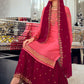 Sharara Set Georgette Satin Maroon Pink Diamond Salwar Kameez