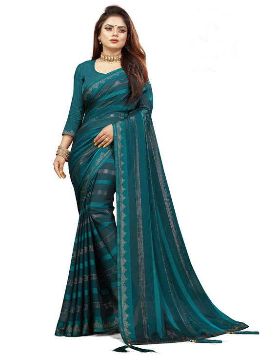 Classic Georgette Morpeach Diamond Saree