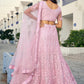 A Line Lehenga Net Pink Diamond Lehenga Choli