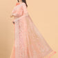 Classic Net Peach Aari Work Saree