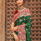 Classic Silk Green Red Diamond Saree