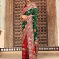 Classic Silk Green Red Diamond Saree