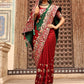 Classic Silk Green Red Diamond Saree