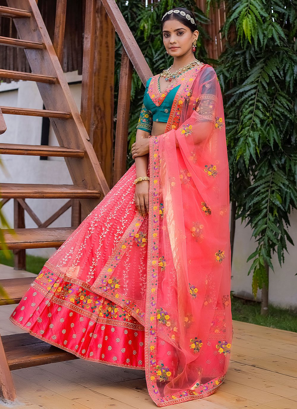 Lehenga Choli Net Pink Diamond Lehenga Choli