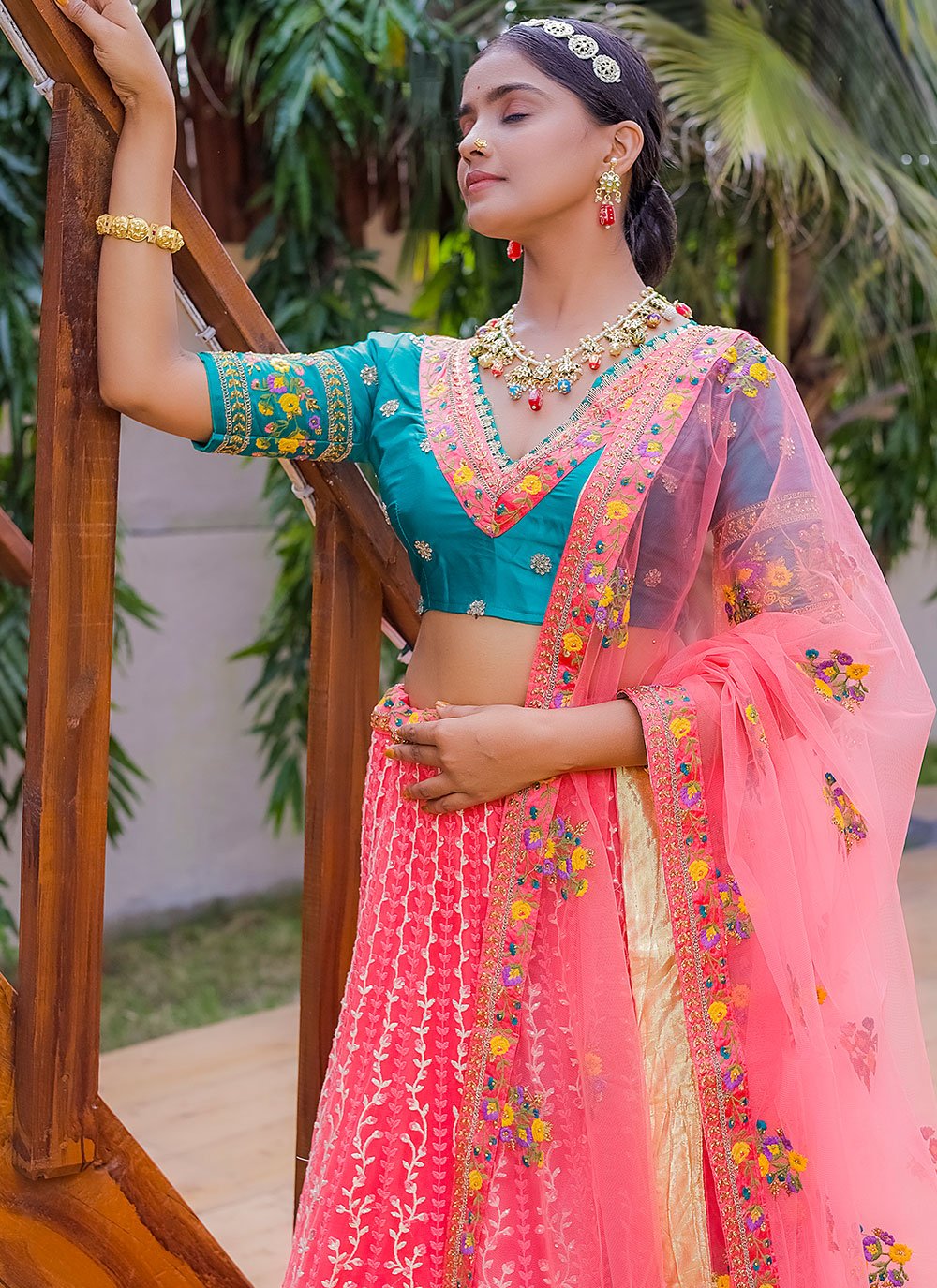 Lehenga Choli Net Pink Diamond Lehenga Choli