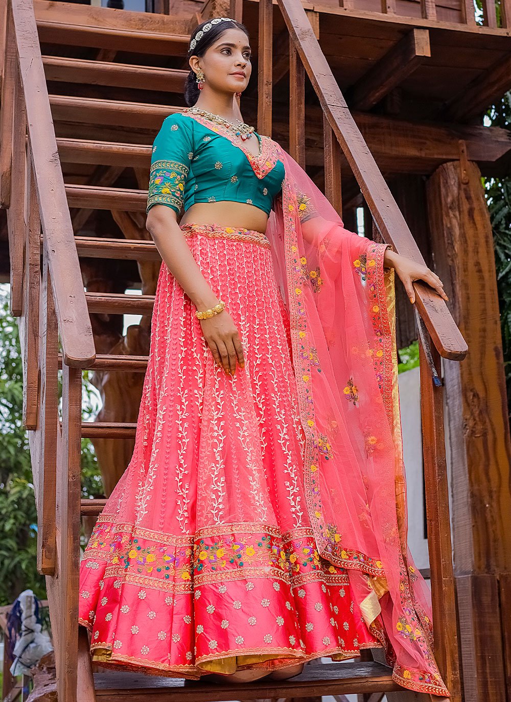 Lehenga Choli Net Pink Diamond Lehenga Choli