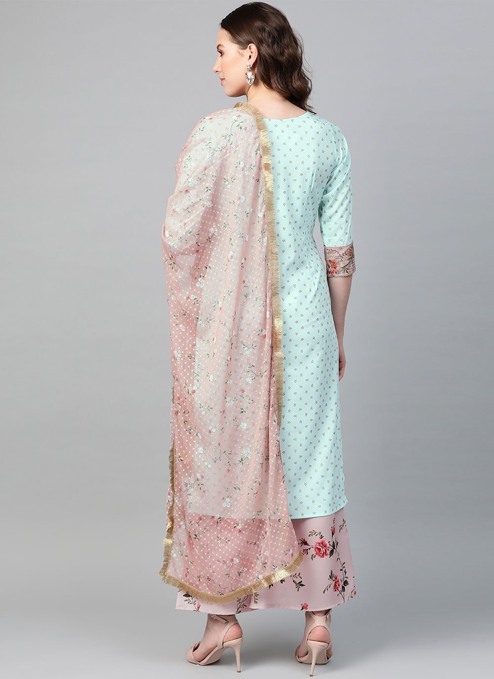 Salwar Suit Crepe Silk Aqua Blue Digital Print Salwar Kameez