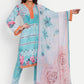 Salwar Suit Muslin Aqua Blue Digital Print Salwar Kameez