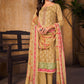 Straight Salwar Suit Pashmina Beige Digital Print Salwar Kameez