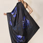 Designer Satin Black Violet Digital Print Saree