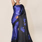 Designer Satin Black Violet Digital Print Saree