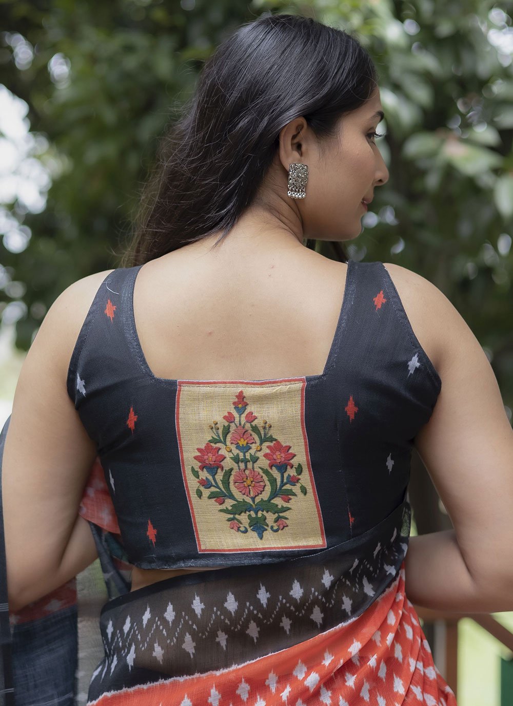 Classic Cotton Orange Digital Print Saree