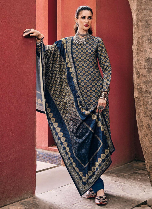 Trendy Suit Pashmina Blue Digital Print Salwar Kameez