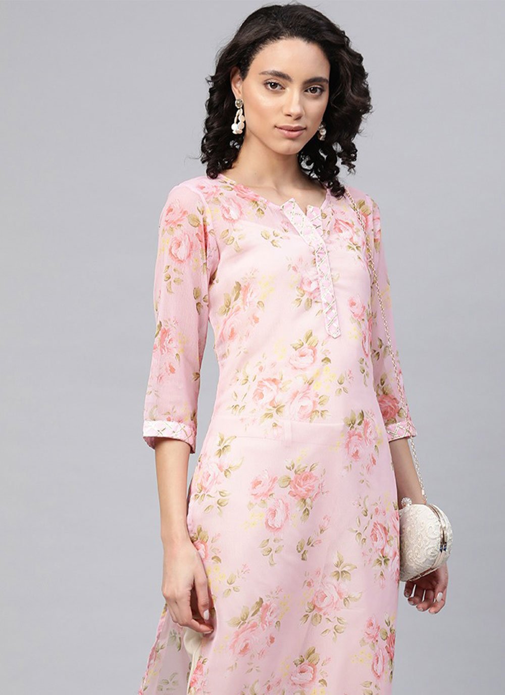 Casual Kurti Chiffon Pink Digital Print Kurtis