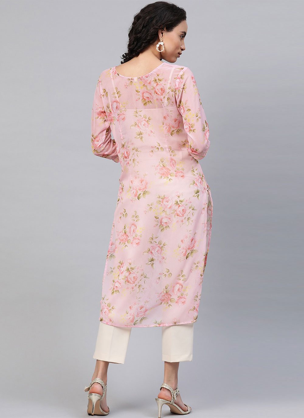 Casual Kurti Chiffon Pink Digital Print Kurtis