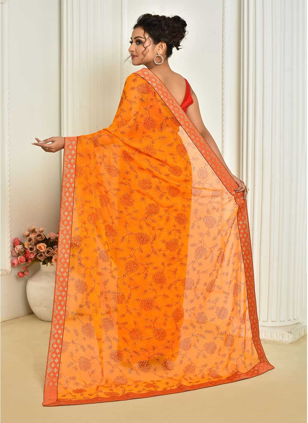 Casual Chiffon Yellow Digital Print Saree