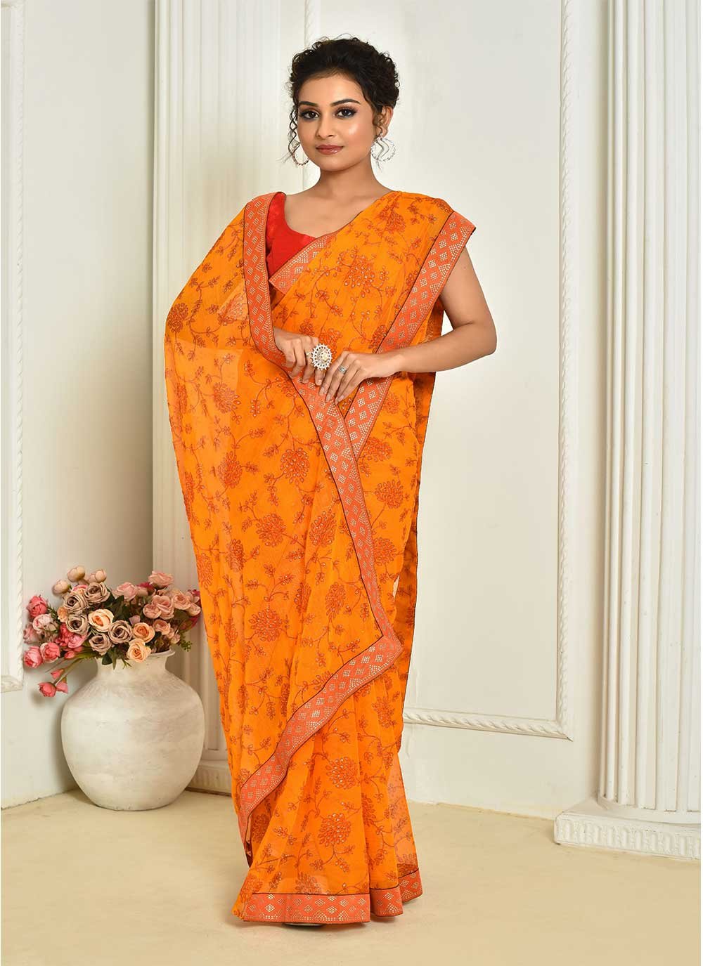 Casual Chiffon Yellow Digital Print Saree