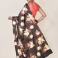 Designer Satin Brown Digital Print Saree