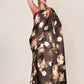 Designer Satin Brown Digital Print Saree