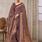 Designer Crepe Silk Burgundy Digital Print Saree