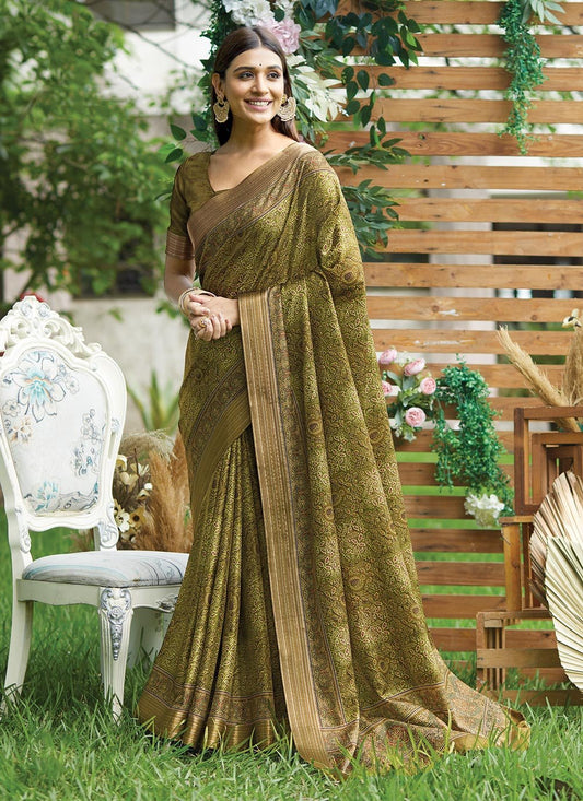 Classic Silk Green Digital Print Saree