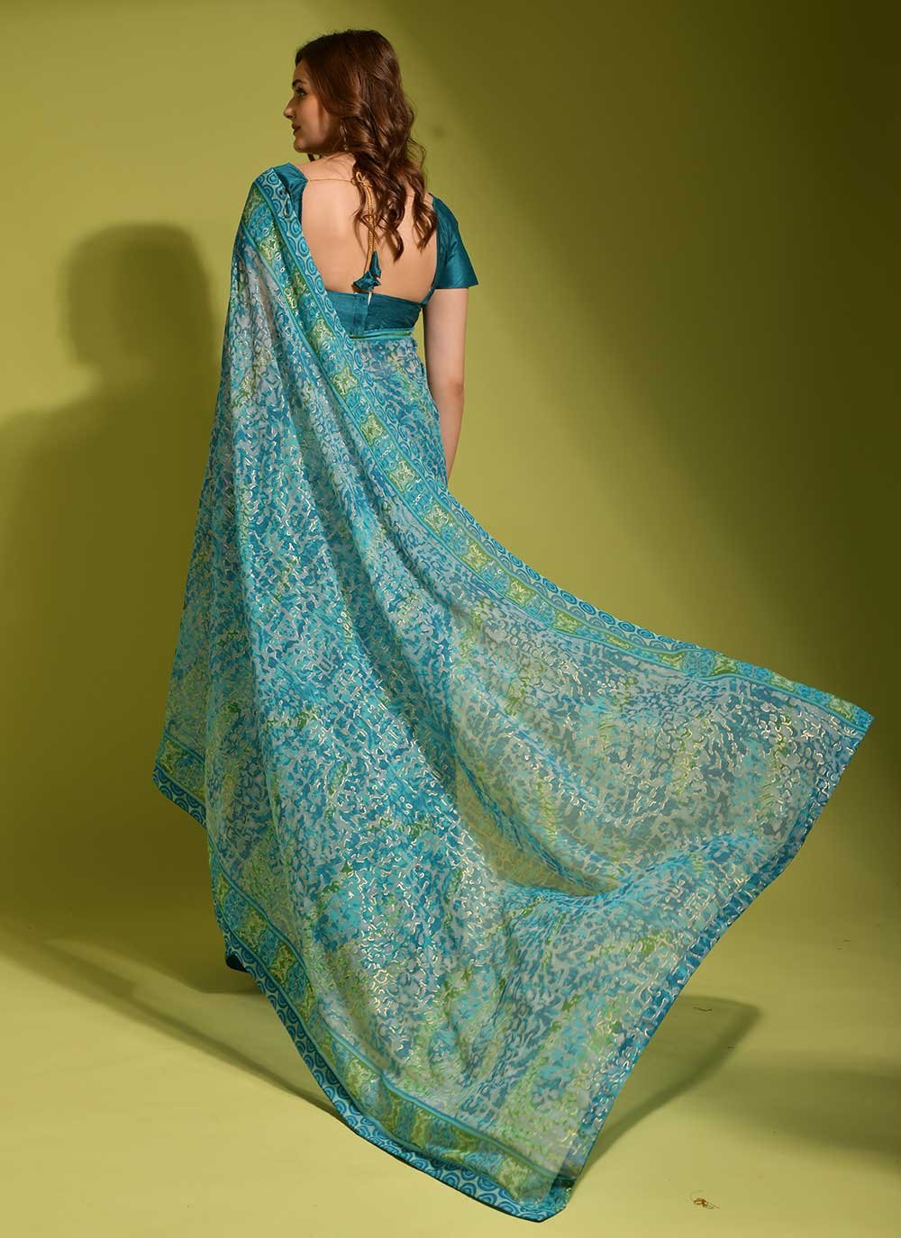 Contemporary Georgette Blue Digital Print Saree