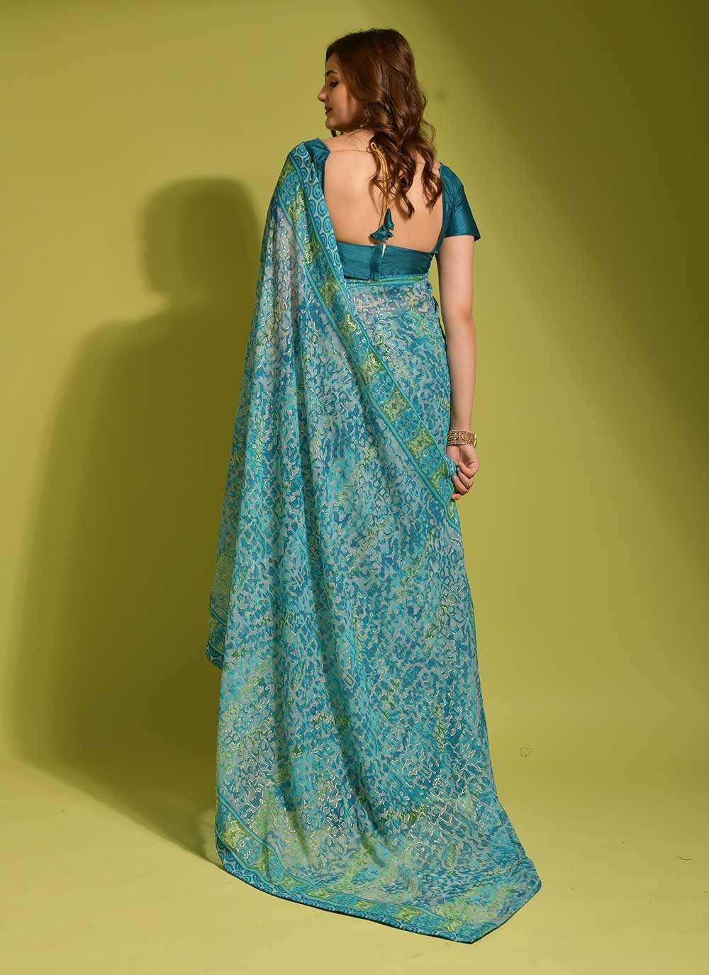 Contemporary Georgette Blue Digital Print Saree