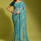 Contemporary Georgette Blue Digital Print Saree