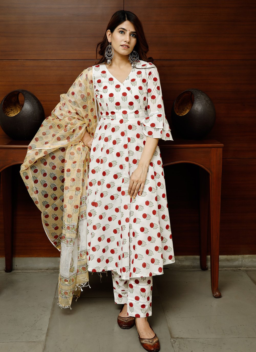 Pant Style Suit Cotton White Digital Print Salwar Kameez