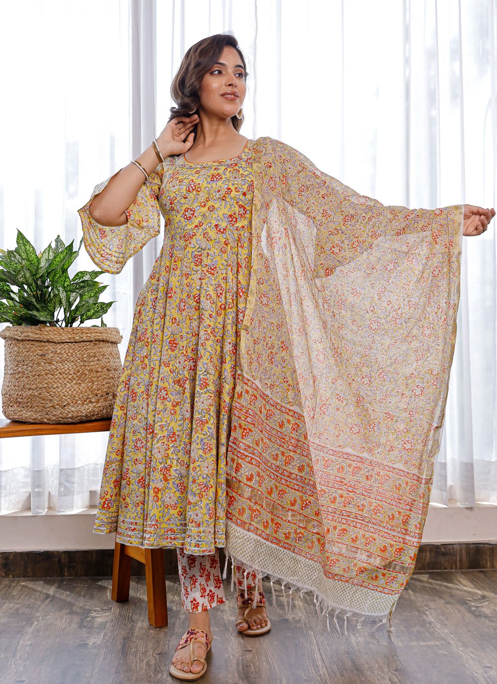 Pant Style Suit Cotton Yellow Digital Print Salwar Kameez