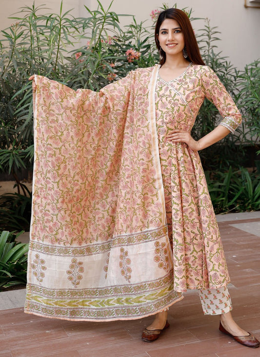 Pant Style Suit Cotton Peach Digital Print Salwar Kameez