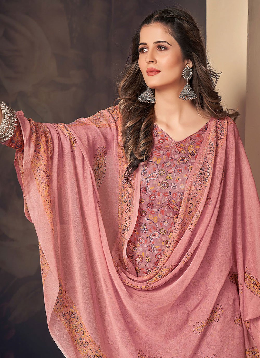 Churidar Suit Cotton Pink Digital Print Salwar Kameez