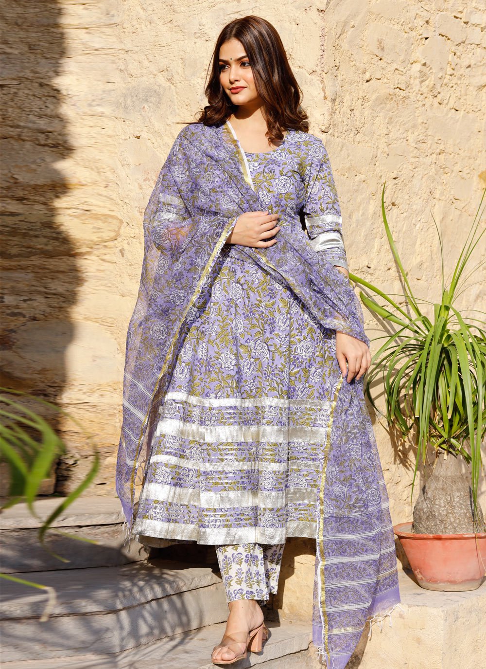 Pant Style Suit Cotton Purple Digital Print Salwar Kameez