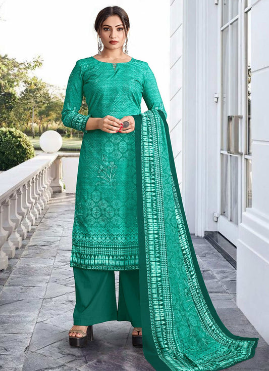 Trendy Suit Cotton Sea Green Digital Print Salwar Kameez