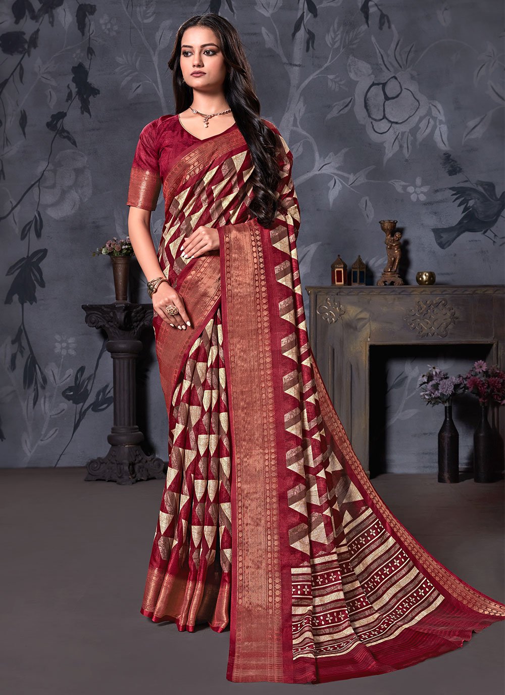 Trendy Saree Cotton Linen Multi Colour Digital Print Saree