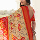 Classic Silk Cream Orange Digital Print Saree