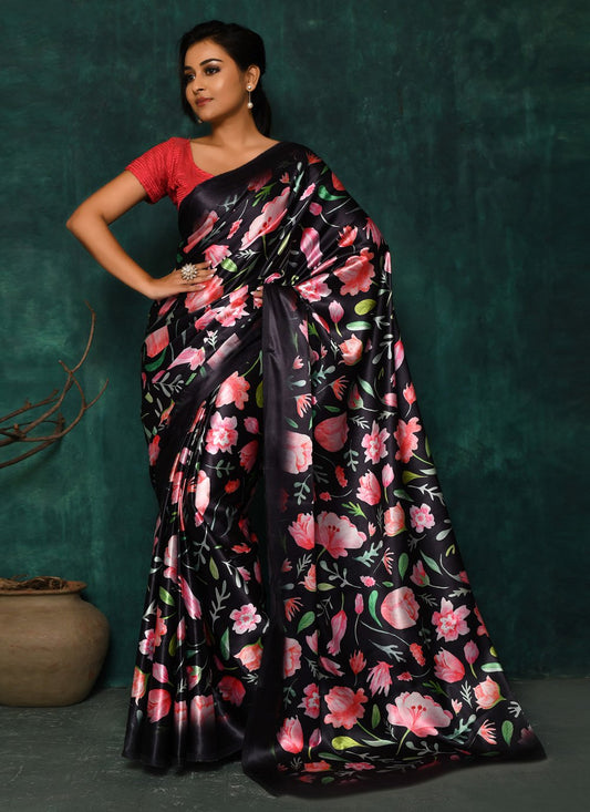 Designer Satin Multi Colour Digital Print Saree