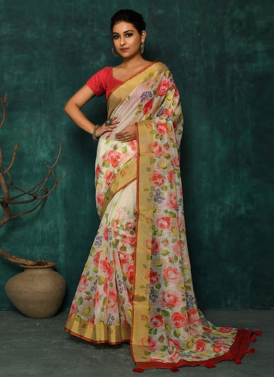 Designer Fancy Fabric Multi Colour Digital Print Saree