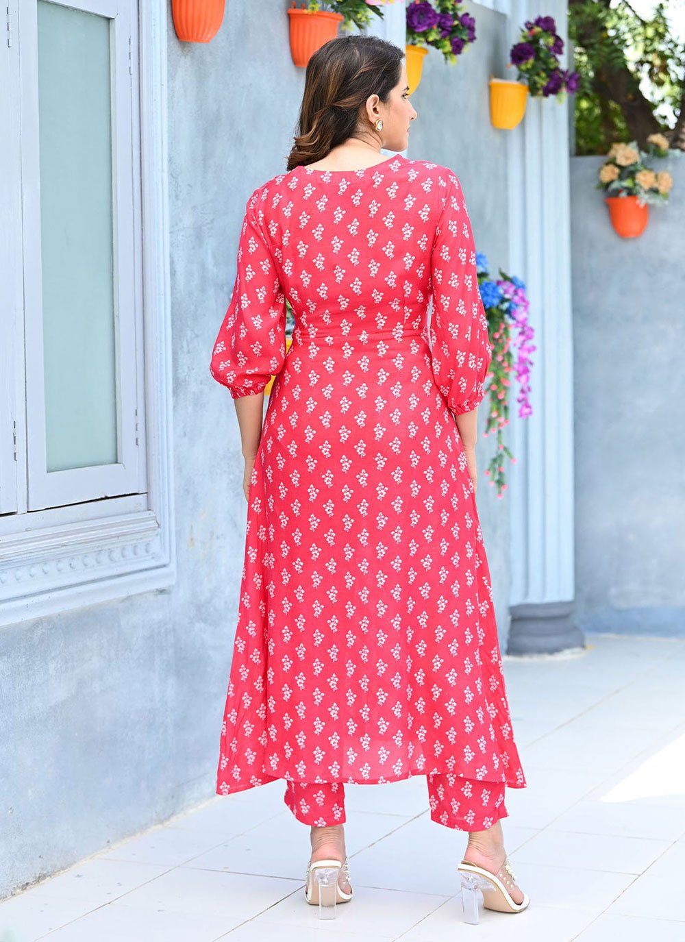 Designer Kurti Muslin Pink Digital Print Kurtis