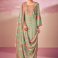 Salwar Suit Pashmina Green Digital Print Salwar Kameez