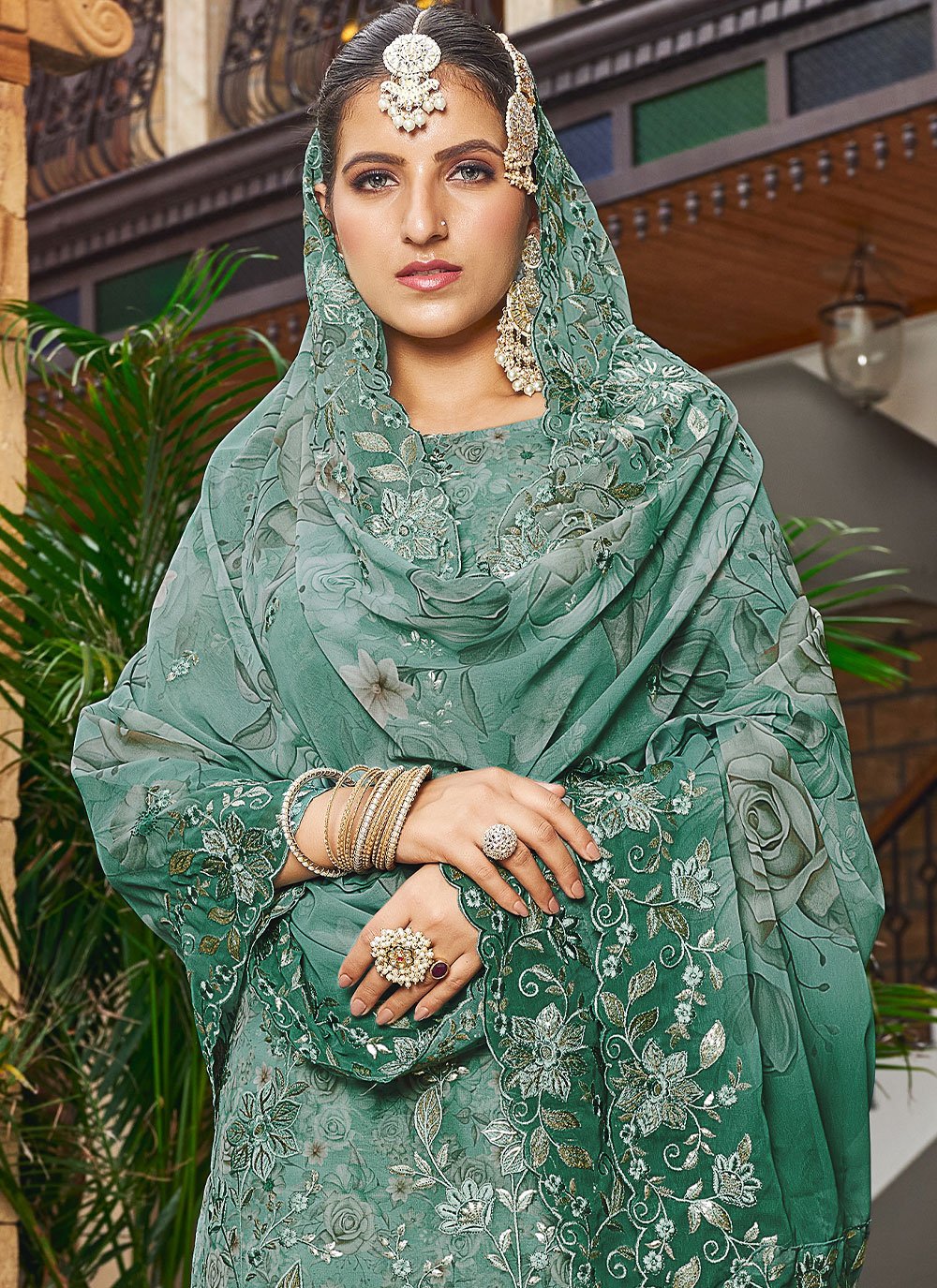 Salwar Suit Georgette Rama Buttons Salwar Kameez