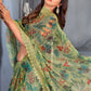Contemporary Net Green Digital Print Saree