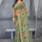 Contemporary Net Green Digital Print Saree