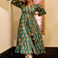 Gown Cotton Silk Green Digital Print Gown