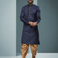 Dhoti Kurta Handloom Cotton Blue Digital Print Mens