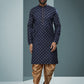 Dhoti Kurta Handloom Cotton Blue Digital Print Mens